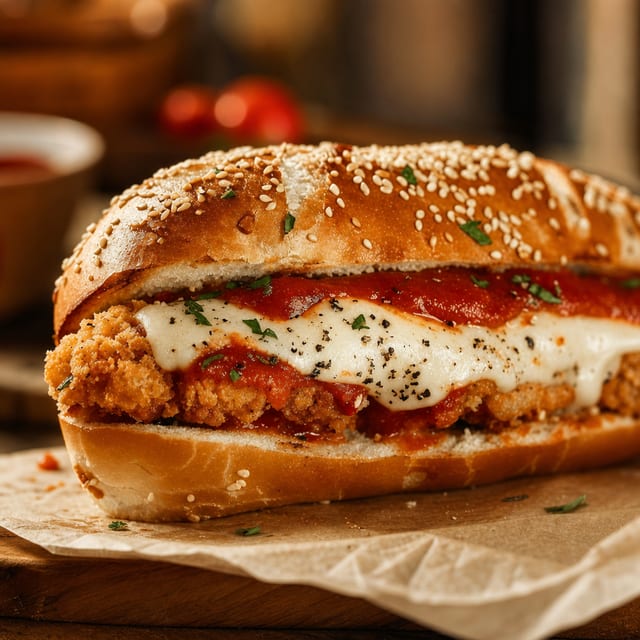 Chicken Parmigiana Deluxe Sandwich.