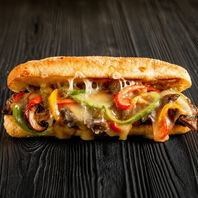 Philly Cheese Steak Deluxe Sandwich.